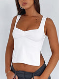 Women's Slit Hem Backless Cropped Tank Top