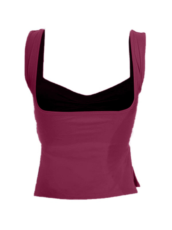 Women's Slit Hem Backless Cropped Tank Top