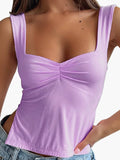 Women's Slit Hem Backless Cropped Tank Top Purple