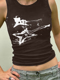 Women's Guitar Ribbed Cropped Tank Top