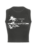 Women's Guitar Ribbed Cropped Tank Top