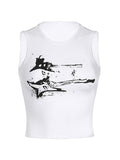 Women's Guitar Ribbed Cropped Tank Top