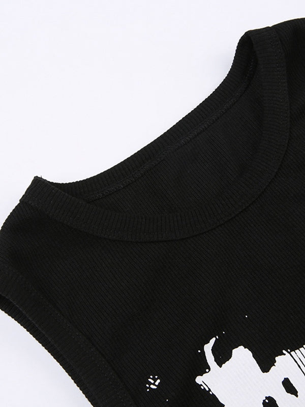 Women's Guitar Ribbed Cropped Tank Top