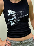 Women's Guitar Ribbed Cropped Tank Top