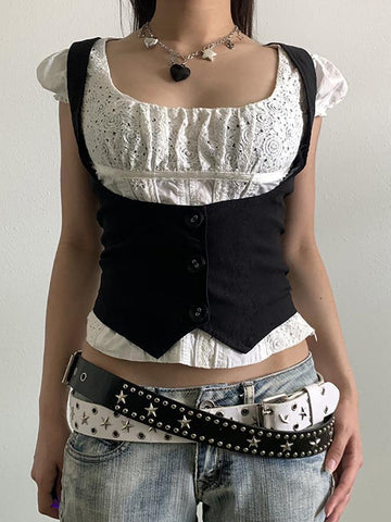 Women's Strap Corset Top Black