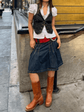 Women's Buttoned Denim Y2K Corset Top