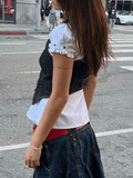 Women's Buttoned Denim Y2K Corset Top