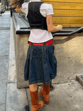 Women's Buttoned Denim Y2K Corset Top