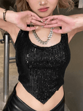 Women's Cropped Sequin Halter Corset Top