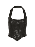 Women's Cropped Sequin Halter Corset Top