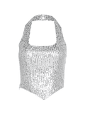 Women's Cropped Sequin Halter Corset Top