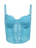 Women's Lace Mesh Embroidery Corset Top