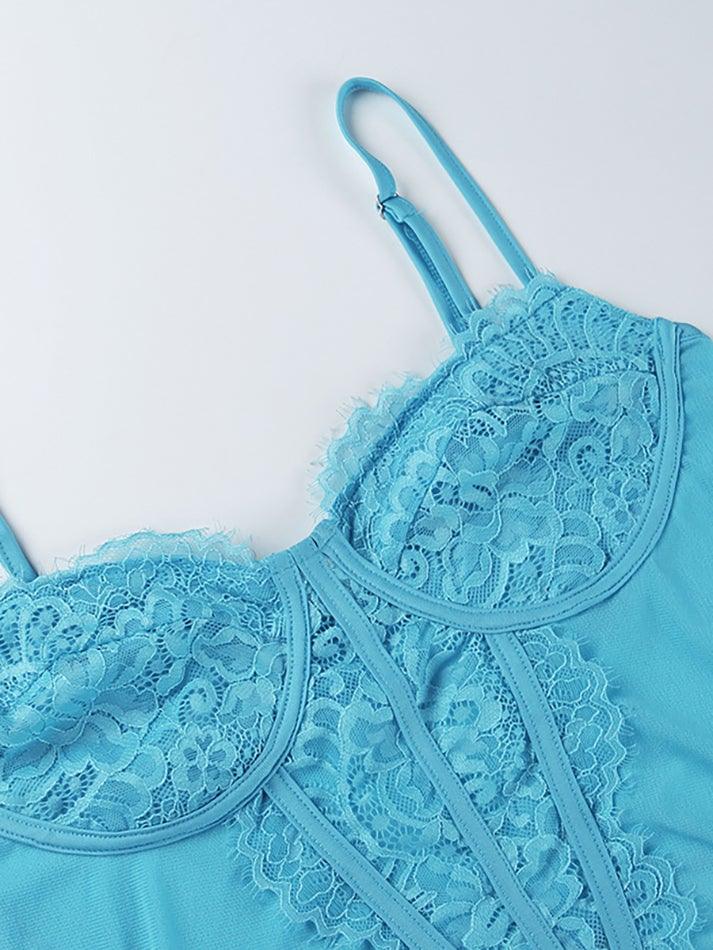 Women's Lace Mesh Embroidery Corset Top