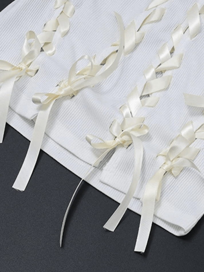 Women's Lace Up Ribbed Cropped Tank Top