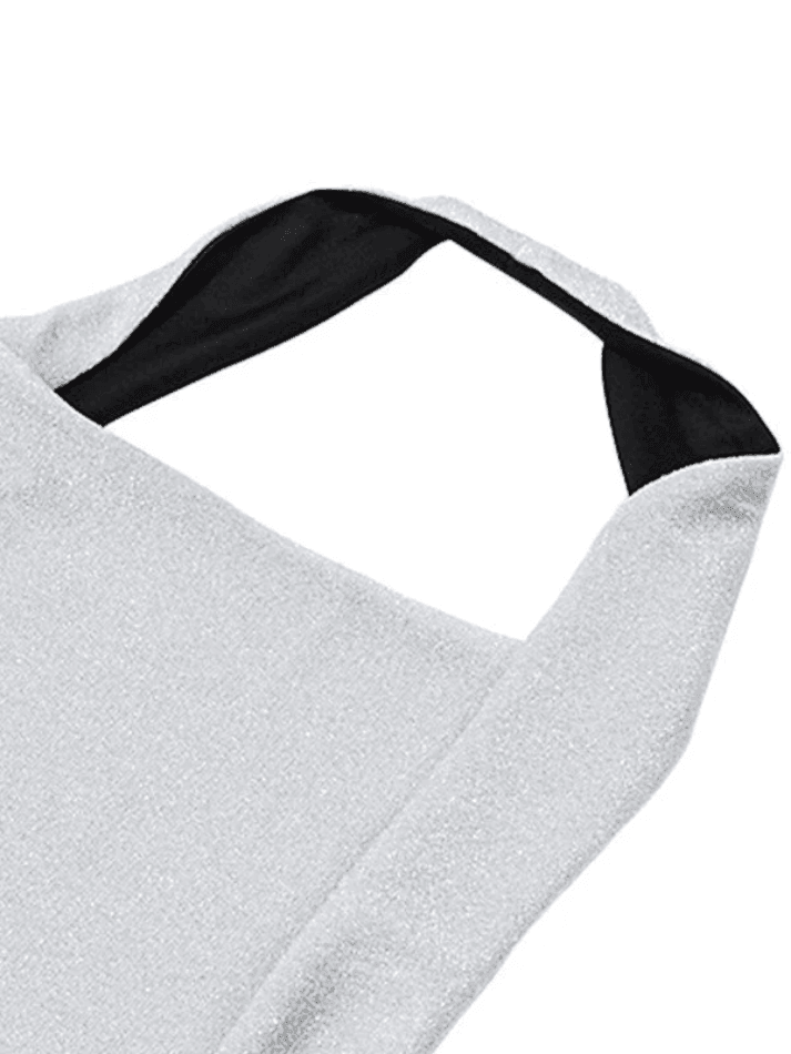 Women's Silver Halter Cropped Tank Top