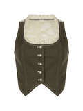 Women's Paneled Lace Button Front Corset Top