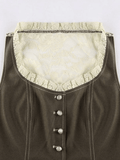 Women's Paneled Lace Button Front Corset Top