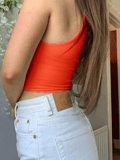 Women's Plunge Neck Rib Crop Tank Top