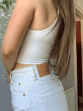 Women's Plunge Neck Rib Crop Tank Top