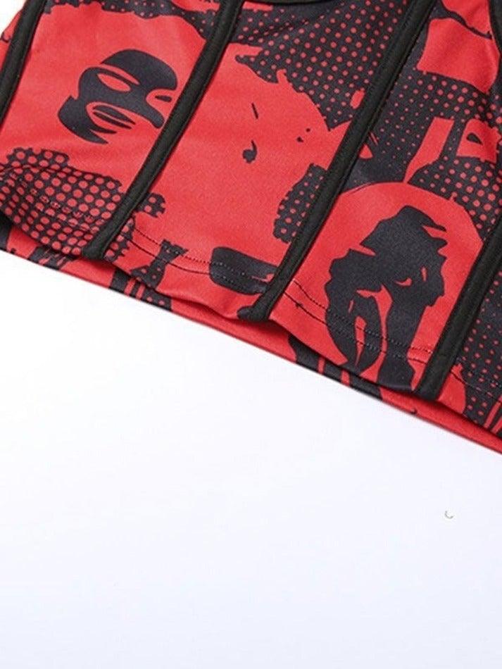 Women's Screen Print Strapless Corset Top