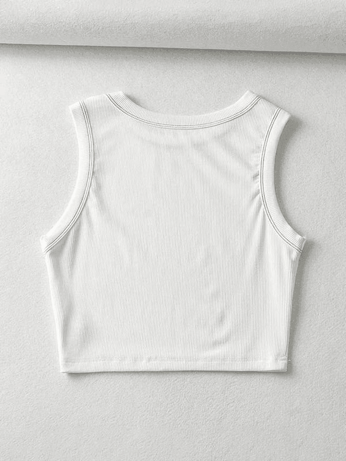 Women's Stitched Detail Ribbed Crop Tank Top