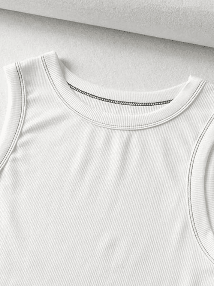 Women's Stitched Detail Ribbed Crop Tank Top
