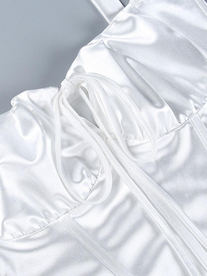Women's Tie Front Satin Corset Top