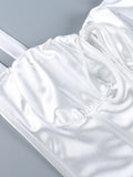 Women's Tie Front Satin Corset Top