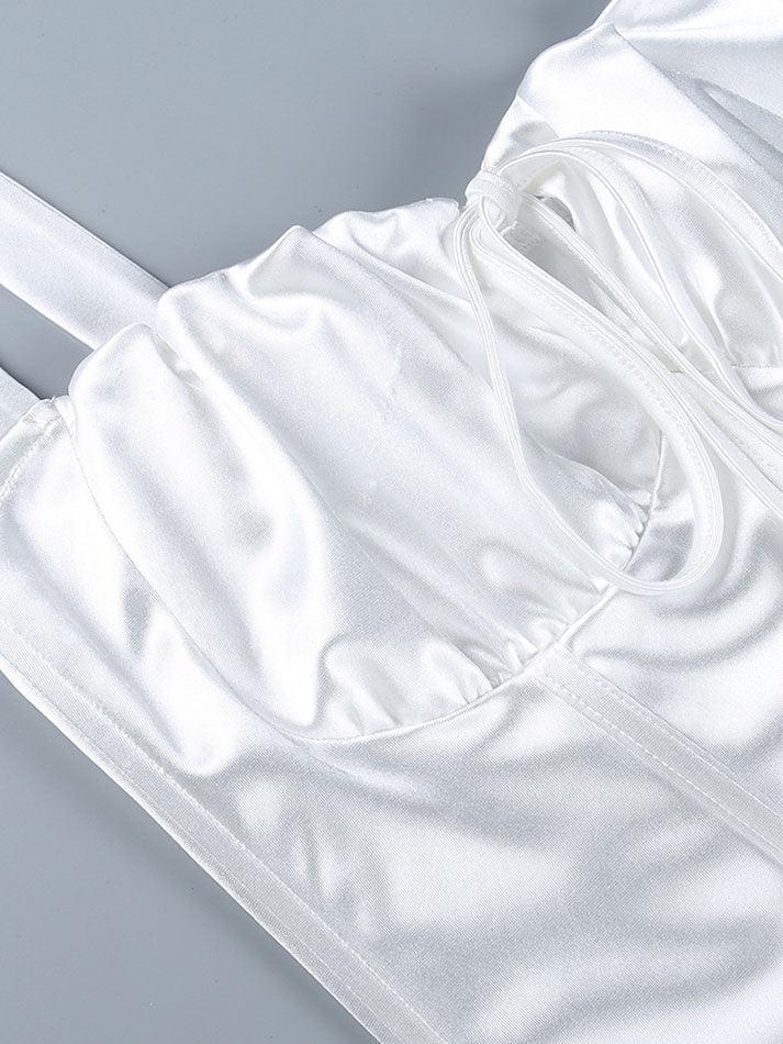 Women's Tie Front Satin Corset Top