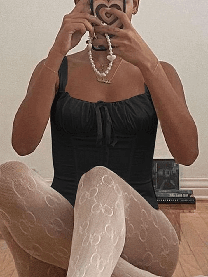 Women's Tie Front Satin Corset Top