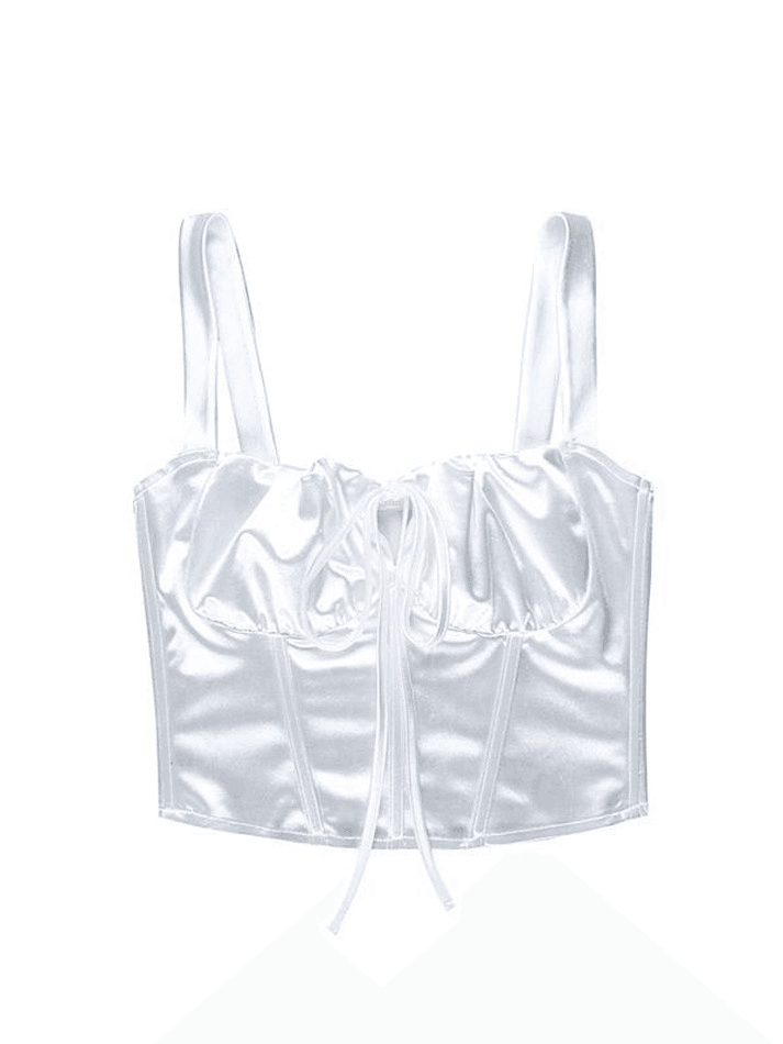 Women's Tie Front Satin Corset Top