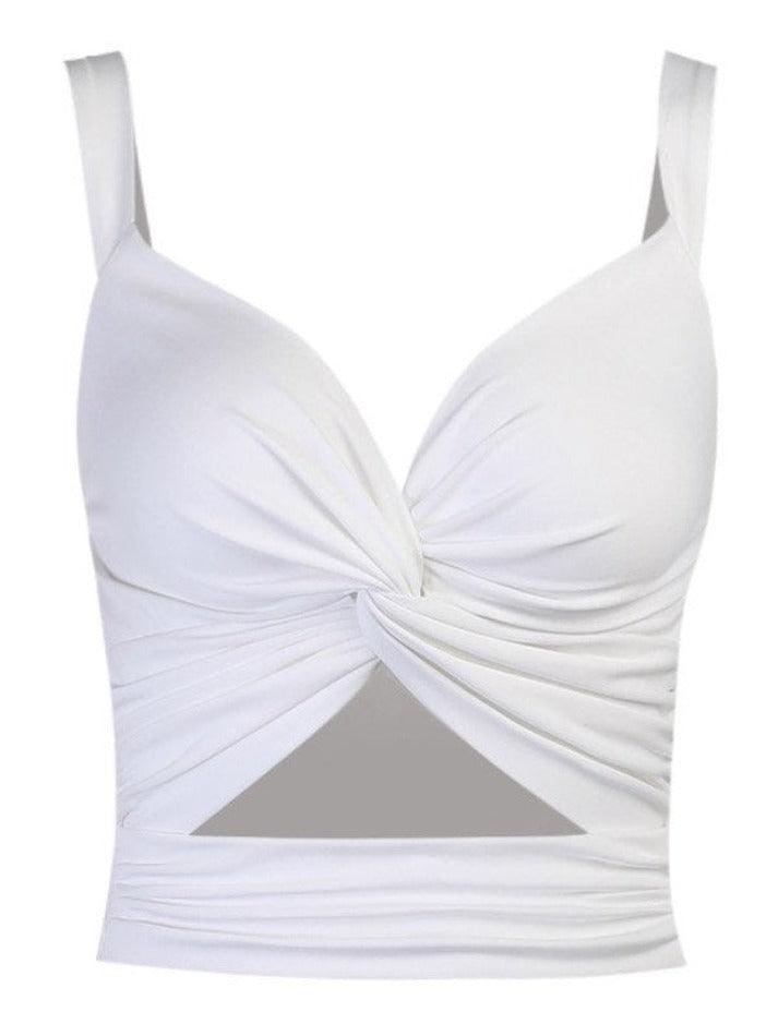 Women's Twisted Cutout Crop Tank Top White