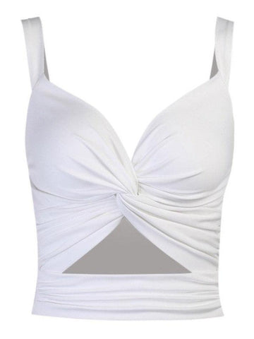 Women's Twisted Cutout Crop Tank Top White