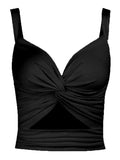 Women's Twisted Cutout Crop Tank Top Black