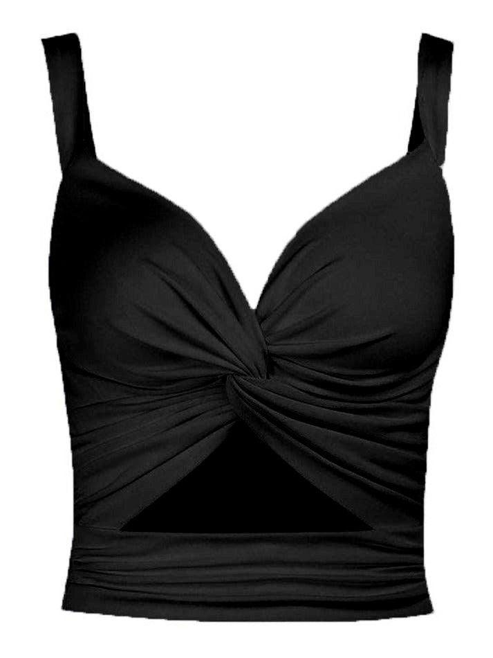 Women's Twisted Cutout Crop Tank Top Black