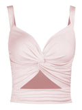 Women's Twisted Cutout Crop Tank Top Pink