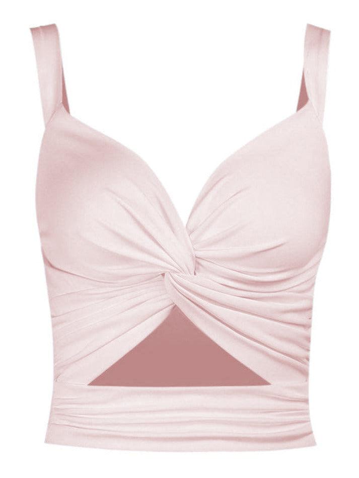 Women's Twisted Cutout Crop Tank Top Pink