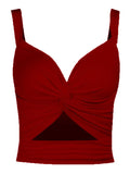 Women's Twisted Cutout Crop Tank Top Red