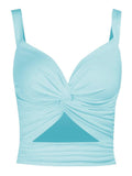 Women's Twisted Cutout Crop Tank Top Blue