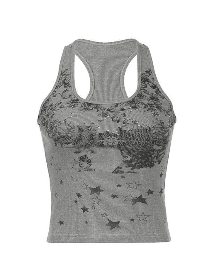 Women's Vintage Floral Star Print Tank Top